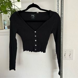 5/$20 💥 Black long sleeve crop top pacsun xs pac cares ribbed thin Henley top